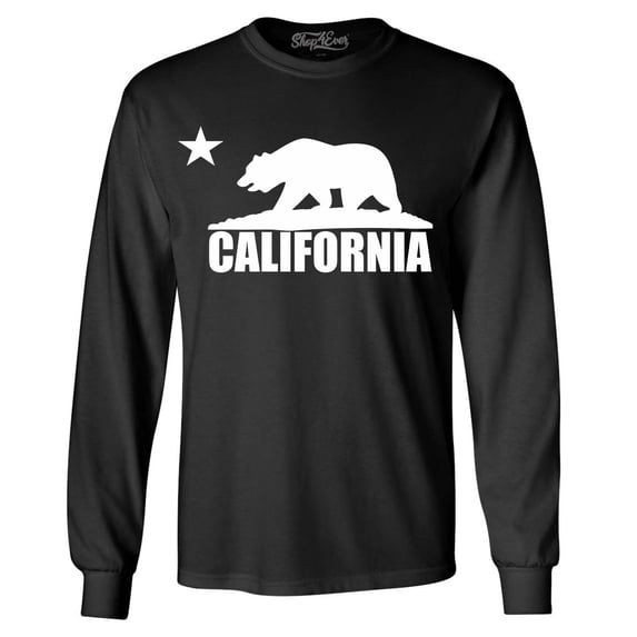 Shop4Ever Men's California White Bear Hoodies Republic of CA Long Sleeve Shirt Medium Black