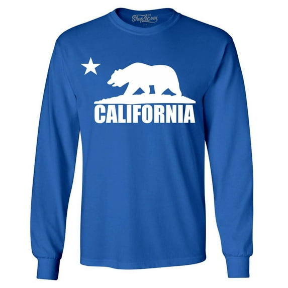 Shop4Ever Men's California White Bear Hoodies Republic of CA Long Sleeve Shirt XX-Large Royal Blue