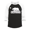 thumbnail image 1 of Shop4Ever Men's California White Bear Hoodies Republic of CA  Raglan Baseball Shirt XX-Large Black/White, 1 of 4