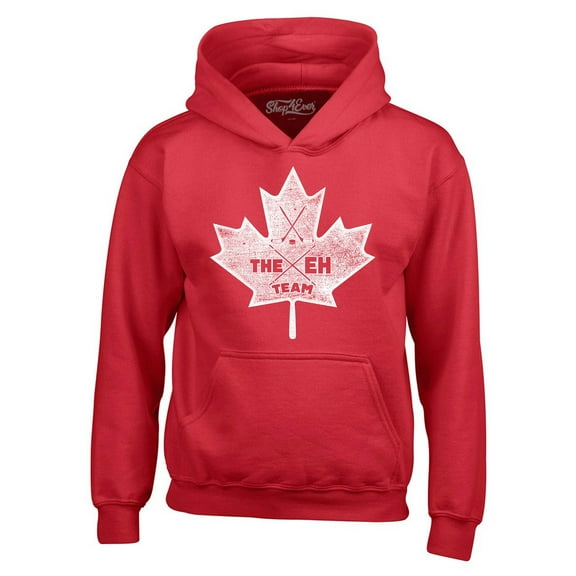 Shop4Ever Men's Canada Leaf The EH Team Canadian Pride Hooded Sweatshirt Hoodie XXX-Large Red