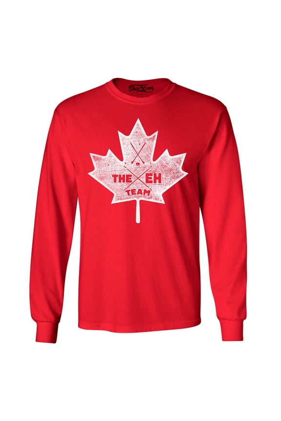 Men's Canada Leaf The EH Team Canadian Pride Long Sleeve Shirt Medium Red