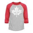 thumbnail image 1 of Shop4Ever Men's Canada Leaf The EH Team Canadian Pride Raglan Baseball Shirt Medium Heather Grey/Red, 1 of 4