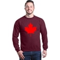 thumbnail image 1 of Shop4Ever Men's Canada Red Leaf Canadian Flag Crewneck Sweatshirt Small Maroon, 1 of 5