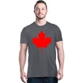 thumbnail image 1 of Shop4Ever Men's Canada Red Leaf Canadian Flag Graphic T-shirt Large Dark Heather, 1 of 5