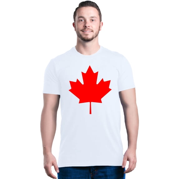 Shop4Ever Men's Canada Red Leaf Canadian Flag Graphic T-shirt X-Large White