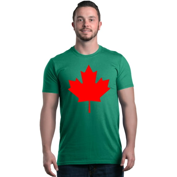 Shop4Ever Men's Canada Red Leaf Canadian Flag Graphic T-shirt XXX-Large Kelly