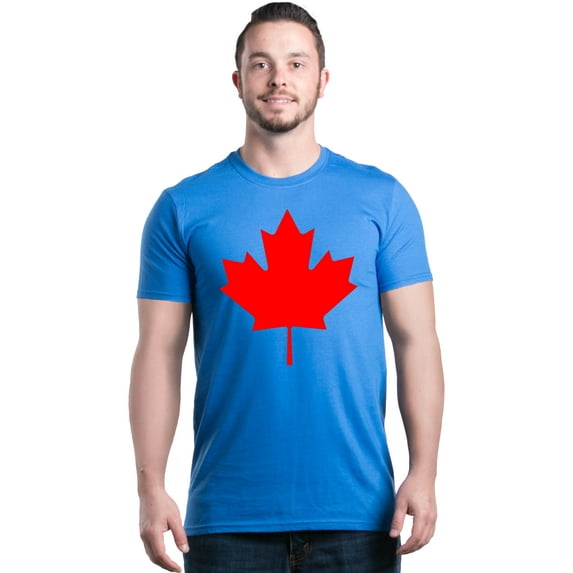 Shop4Ever Men's Canada Red Leaf Canadian Flag Graphic T-shirt XXXXX-Large Royal Blue