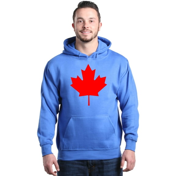 Shop4Ever Men's Canada Red Leaf Canadian Flag Hooded Sweatshirt Hoodie Medium Royal Blue