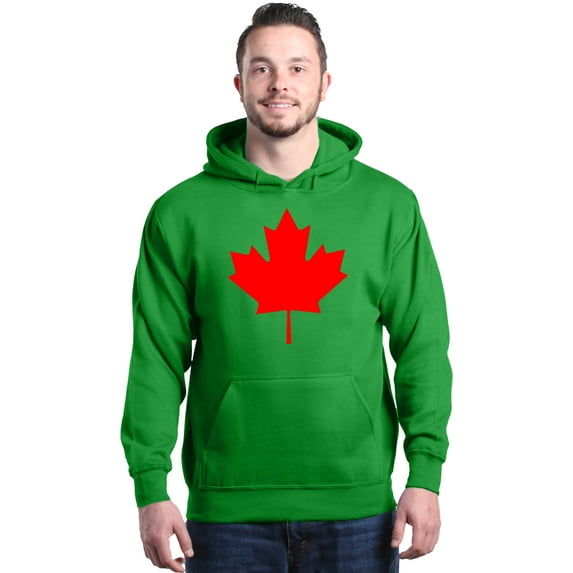 Shop4Ever Men's Canada Red Leaf Canadian Flag Hooded Sweatshirt Hoodie X-Large Irish Green