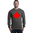 thumbnail image 1 of Shop4Ever Men's Canada Red Leaf Canadian Flag Long Sleeve Shirt Large Charcoal, 1 of 5