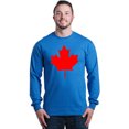 thumbnail image 1 of Shop4Ever Men's Canada Red Leaf Canadian Flag Long Sleeve Shirt Small Royal Blue, 1 of 5