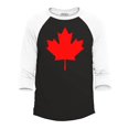 thumbnail image 1 of Shop4Ever Men's Canada Red Leaf Canadian Flag Raglan Baseball Shirt Medium Black/White, 1 of 4