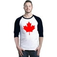 thumbnail image 1 of Shop4Ever Men's Canada Red Leaf Canadian Flag Raglan Baseball Shirt X-Large White/Black, 1 of 5
