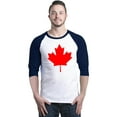 thumbnail image 1 of Shop4Ever Men's Canada Red Leaf Canadian Flag Raglan Baseball Shirt X-Small White/Navy, 1 of 5