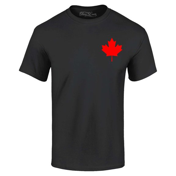 Shop4Ever Men's Canada Red Maple Leaf Pocket Size Canadian Graphic T-shirt Large Black