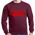 thumbnail image 1 of Shop4Ever Men's Canada Red with Leaf Canadian Flag Crewneck Sweatshirt Large Maroon, 1 of 5