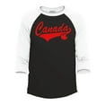 thumbnail image 1 of Shop4Ever Men's Canada Red with Leaf Canadian Flag Flowy Boxy Raglan Baseball Shirt Medium Black/White, 1 of 4