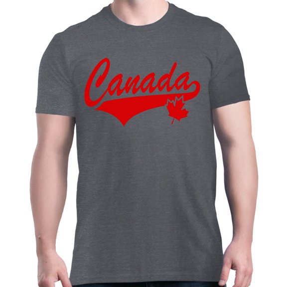 Shop4Ever Men's Canada Red with Leaf Canadian Flag Graphic T-shirt Large Dark Heather