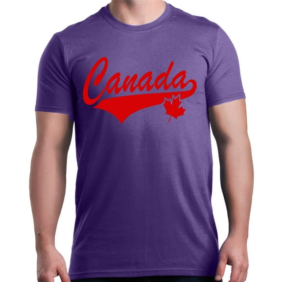 Shop4Ever Men's Canada Red with Leaf Canadian Flag Graphic T-shirt XXXX-Large Purple