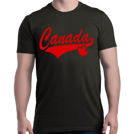 Shop4Ever Men's Canada Red with Leaf Canadian Flag Graphic T-shirt XXXXX-Large Black