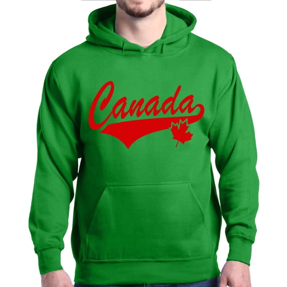 Shop4Ever Men's Canada Red with Leaf Canadian Flag Hooded Sweatshirt Hoodie XX-Large Irish Green