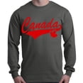 thumbnail image 1 of Shop4Ever Men's Canada Red with Leaf Canadian Flag Long Sleeve Shirt X-Large Charcoal, 1 of 5