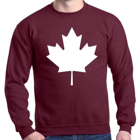 Shop4Ever Men's Canada White Leaf Proud Canadian Flag Crewneck Sweatshirt Medium Maroon