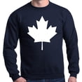 thumbnail image 1 of Shop4Ever Men's Canada White Leaf Proud Canadian Flag Crewneck Sweatshirt Medium Navy, 1 of 5
