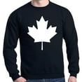 thumbnail image 1 of Shop4Ever Men's Canada White Leaf Proud Canadian Flag Crewneck Sweatshirt XXX-Large Black, 1 of 5