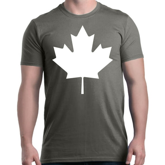 Shop4Ever Men's Canada White Leaf Proud Canadian Flag Graphic T-shirt Large Charcoal