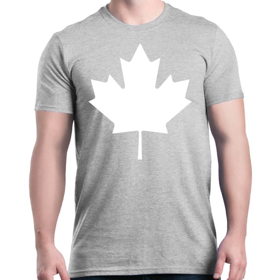 Shop4Ever Men's Canada White Leaf Proud Canadian Flag Graphic T-shirt Small Sports Grey