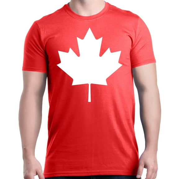 Shop4Ever Men's Canada White Leaf Proud Canadian Flag Graphic T-shirt X-Large Red