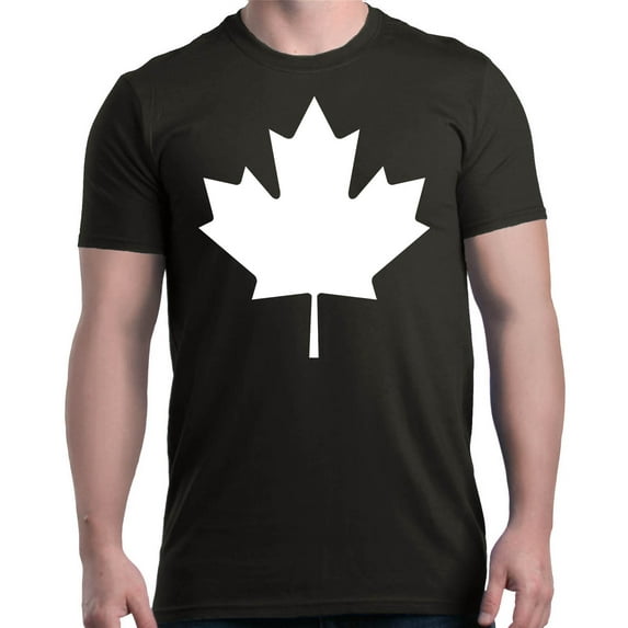 Shop4Ever Men's Canada White Leaf Proud Canadian Flag Graphic T-shirt XX-Large Black