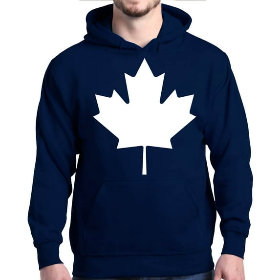 Shop4Ever Men's Canada White Leaf Proud Canadian Flag Hooded Sweatshirt Hoodie Small Navy