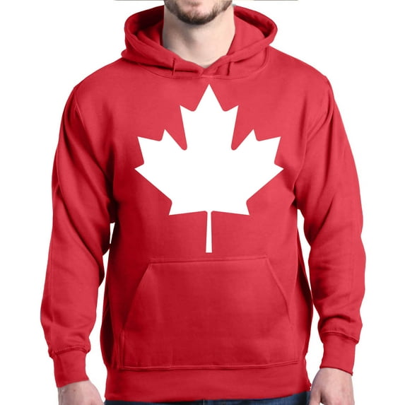 Shop4Ever Men's Canada White Leaf Proud Canadian Flag Hooded Sweatshirt Hoodie X-Large Red