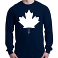thumbnail image 1 of Shop4Ever Men's Canada White Leaf Proud Canadian Flag Long Sleeve Shirt Medium Navy, 1 of 5