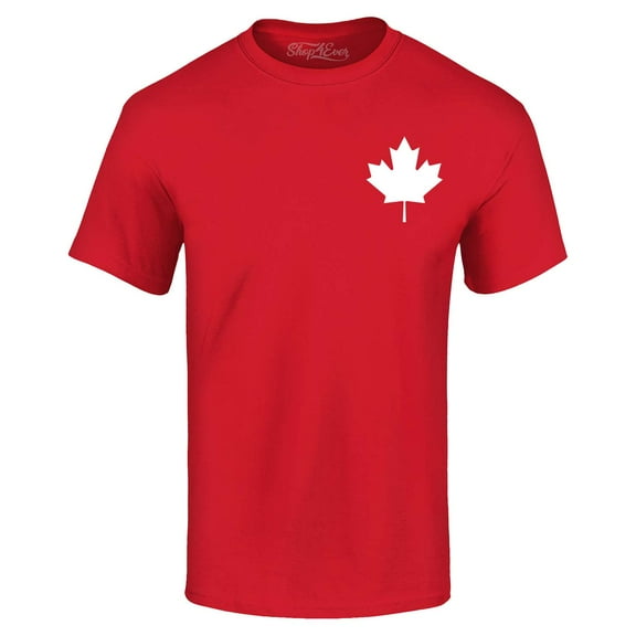 Shop4Ever Men's Canada White Maple Leaf Pocket Size Canadian Graphic T-shirt XXX-Large Red