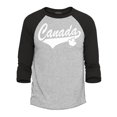 thumbnail image 1 of Shop4Ever Men's Canada White with Leaf Proud Canadian Flag Boxy Raglan Baseball Shirt Large Heather Grey/Black, 1 of 4