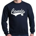 thumbnail image 1 of Shop4Ever Men's Canada White with Leaf Proud Canadian Flag Crewneck Sweatshirt Large Navy, 1 of 5