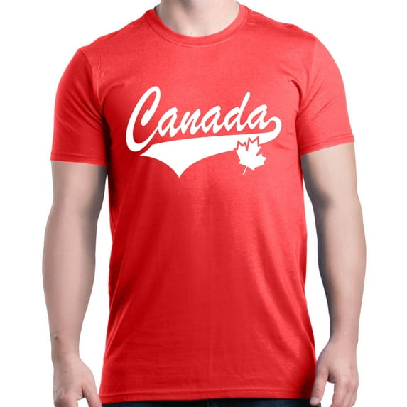 Shop4Ever Men's Canada White with Leaf Proud Canadian Flag Graphic T-shirt Large Red