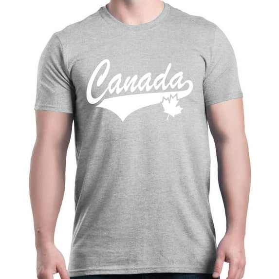 Shop4Ever Men's Canada White with Leaf Proud Canadian Flag Graphic T-shirt XX-Large Sports Grey