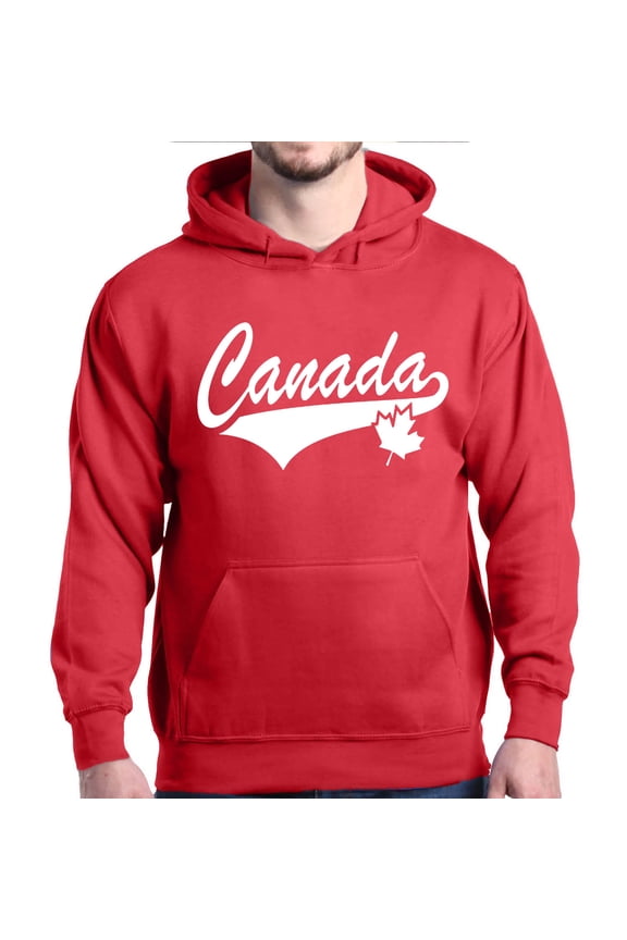 Men's Canada White with Leaf Proud Canadian Flag Hooded Sweatshirt Hoodie Medium Red