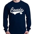 thumbnail image 1 of Shop4Ever Men's Canada White with Leaf Proud Canadian Flag Long Sleeve Shirt Medium Navy, 1 of 5