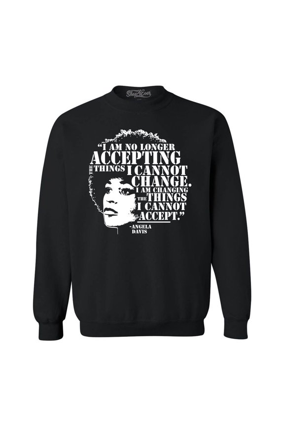 Men's Changing The Things I Cannot Accept Angela Davis Crewneck Sweatshirt Large Black