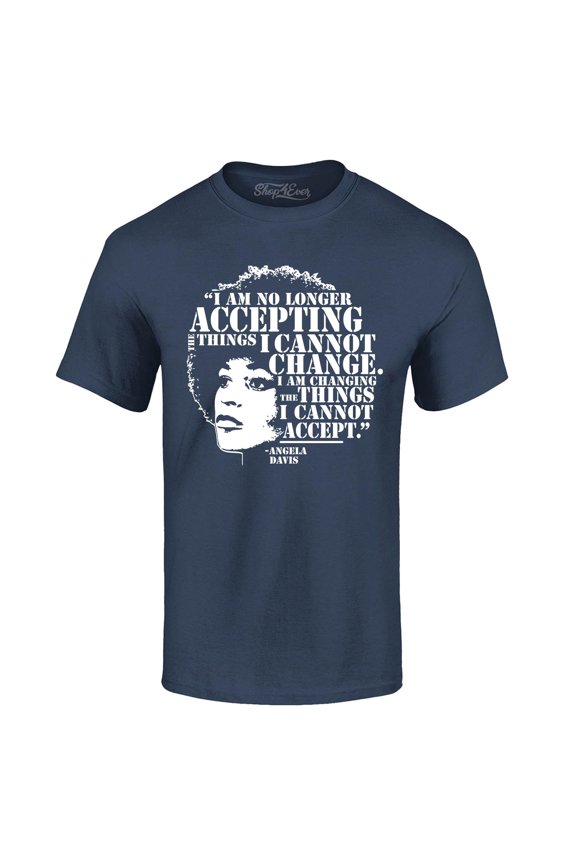 Men's Changing The Things I Cannot Accept Angela Davis Graphic T-shirt X-Large Navy