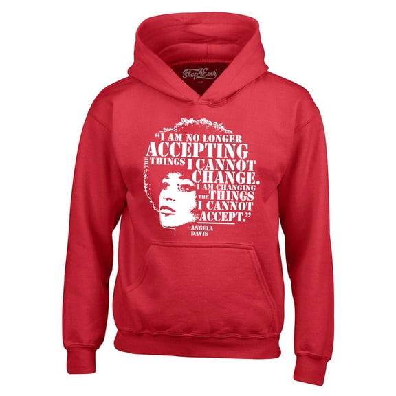 Shop4Ever Men's Changing The Things I Cannot Accept Angela Davis Hooded Sweatshirt Hoodie Medium Red