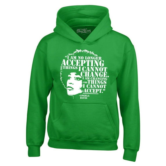 Shop4Ever Men's Changing The Things I Cannot Accept Angela Davis Hooded Sweatshirt Hoodie Small Irish Green