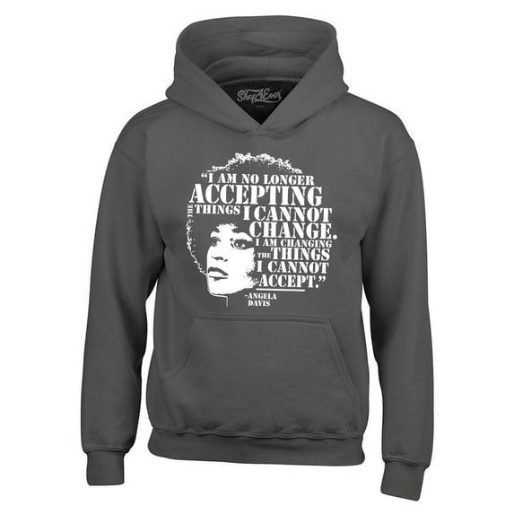 Shop4Ever Men's Changing The Things I Cannot Accept Angela Davis Hooded Sweatshirt Hoodie X-Large Charcoal