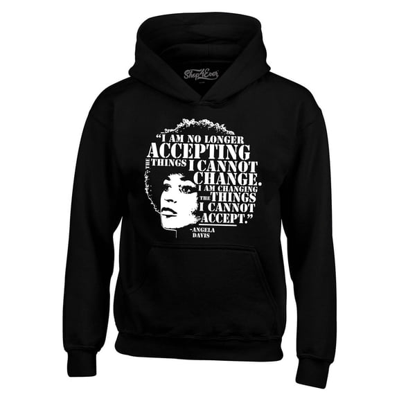 Shop4Ever Men's Changing The Things I Cannot Accept Angela Davis Hooded Sweatshirt Hoodie XX-Large Black