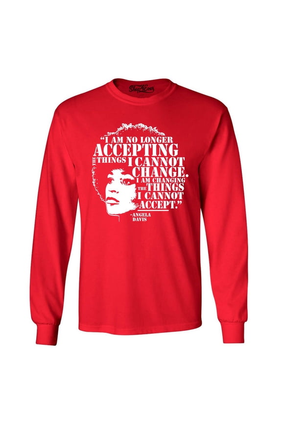 Men's Changing The Things I Cannot Accept Angela Davis Long Sleeve Shirt X-Large Red
